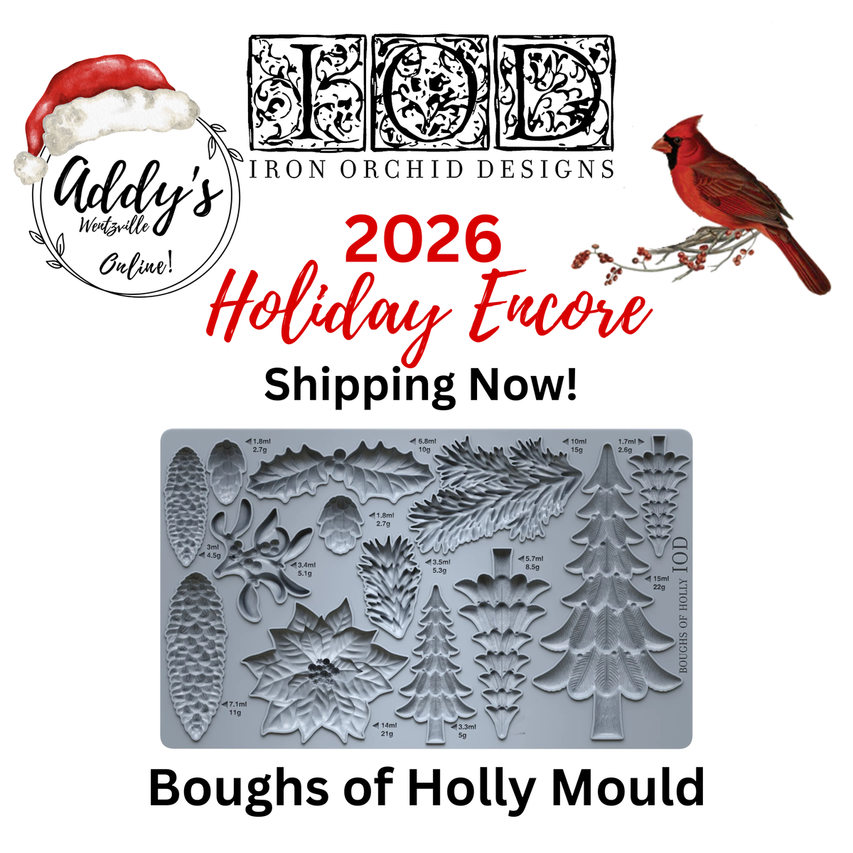 Boughs of Holly IOD 6"x 10" Mould