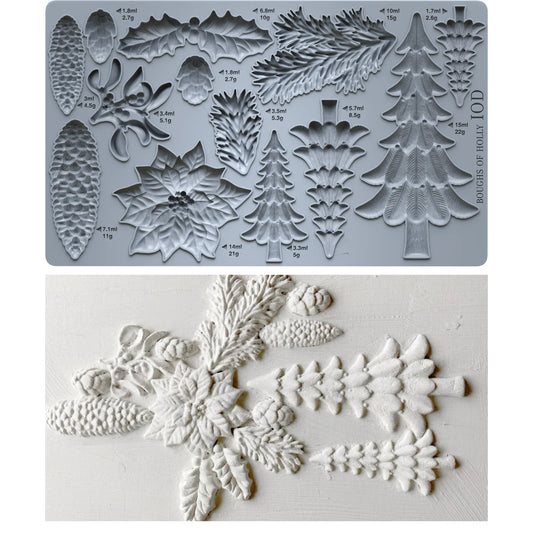 Boughs of Holly IOD 6"x 10" Mould