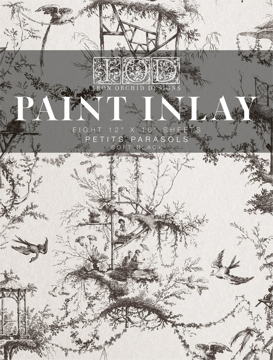 Petits Parasols Black IOD Paint Inlay 12x16 Pad