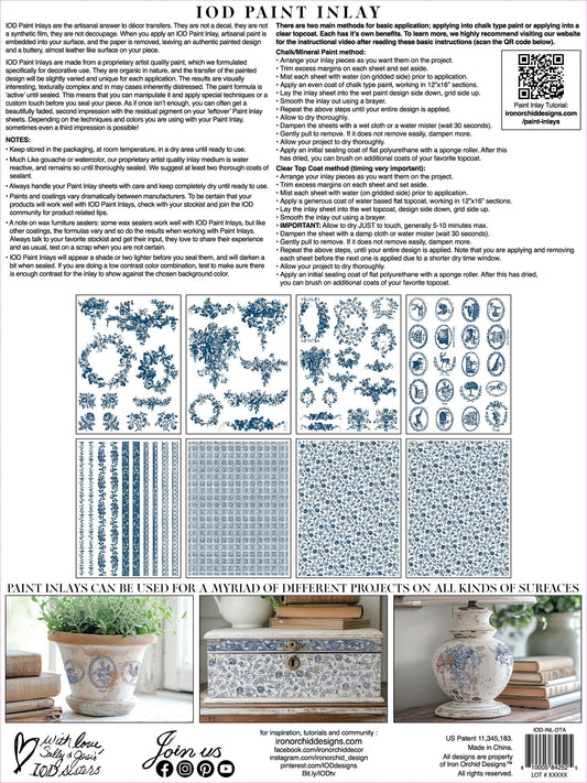 Delft Traditions Azure IOD Paint Inlay 12"x 16" Pad