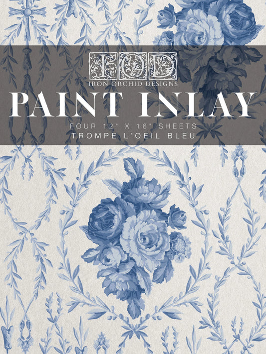 Trompe l'oeil Bleu IOD Paint Inlay 12x16 Pad