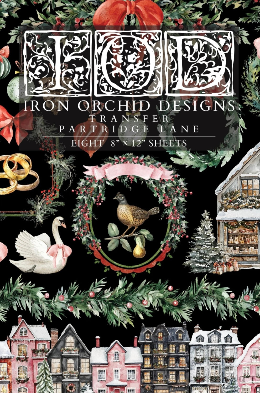 2025 Holiday Top 3 Transfer IOD Bundle! (set of 3). Christmas Joy/Santa's Hollow/Partridge Lane! 8"x12" 8 pages Limited Iron Orchid Designs