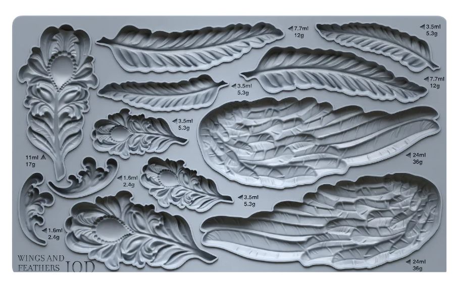 Wings and Feathers 6x10 IOD Decor Mould