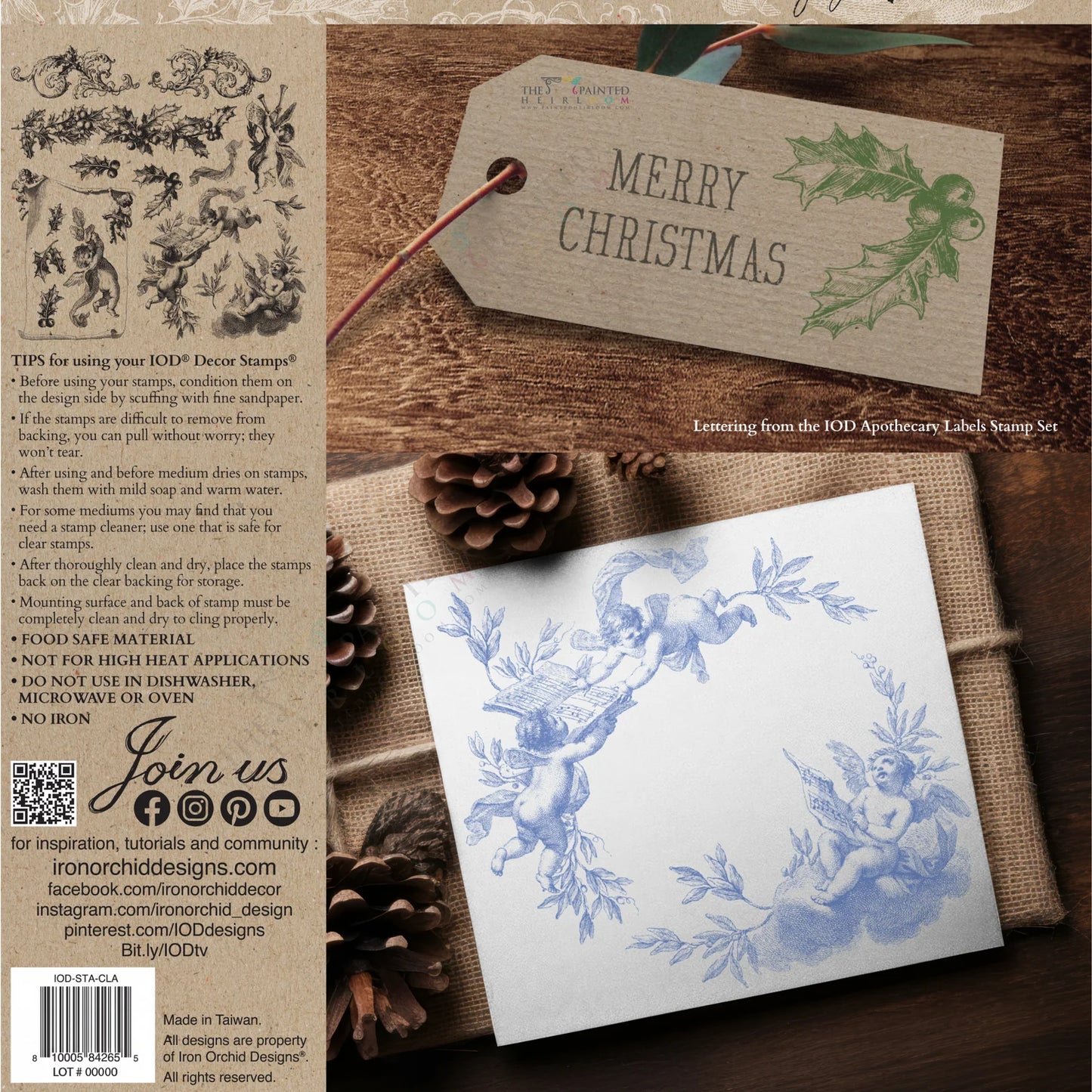 Classical Christmas 12x12 IOD Stamp