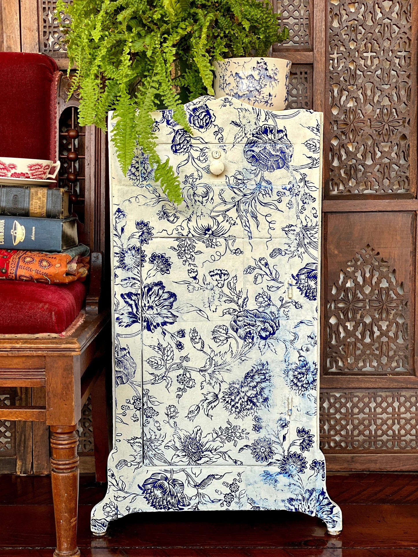 Indigo Floral IOD Paint Inlay 12x16 Pad