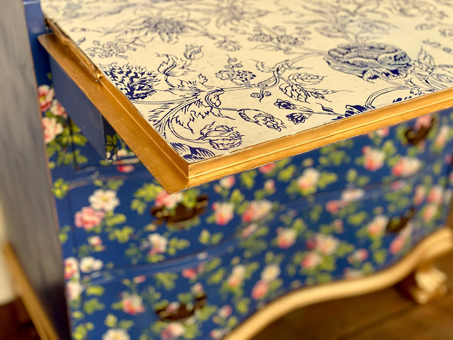 Indigo Floral IOD Paint Inlay 12x16 Pad