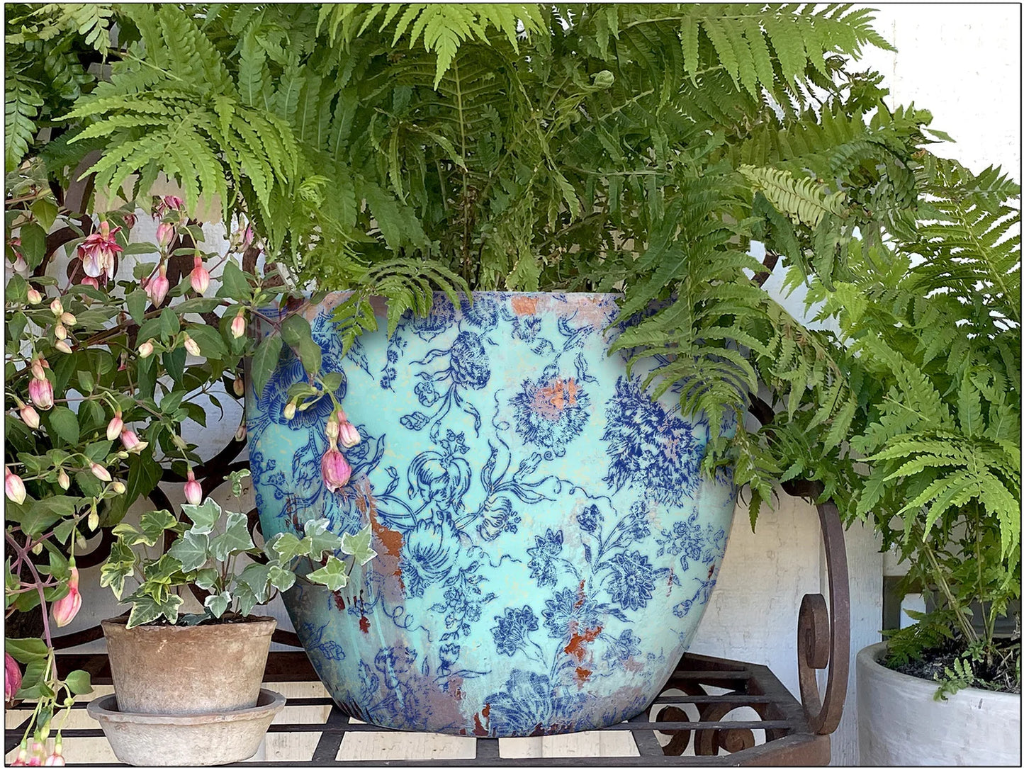 Indigo Floral IOD Paint Inlay 12x16 Pad