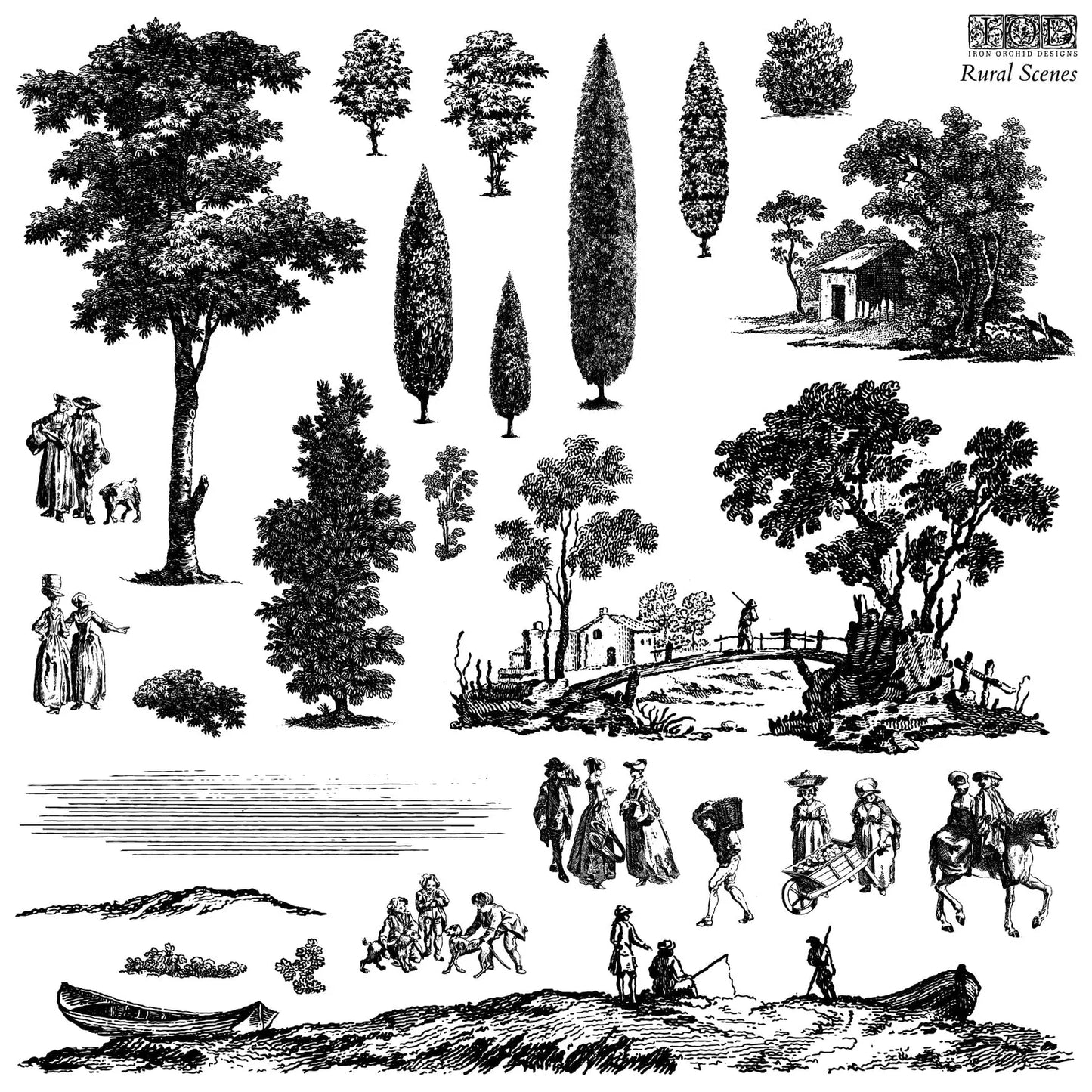 Rural Scenes 12x12 IOD Stamp (Retired)