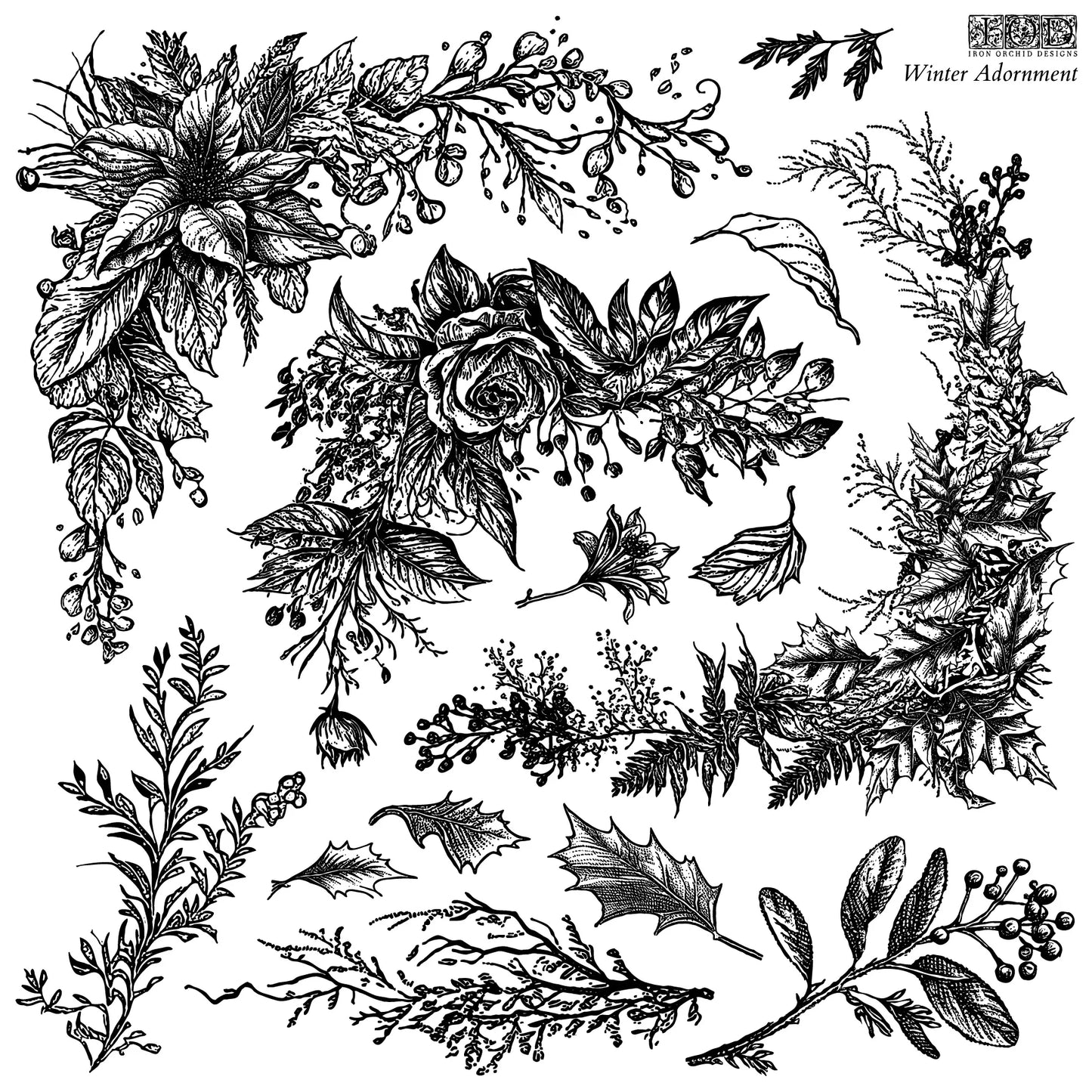 Winter Adornment 12x12 IOD Stamp (Retired)