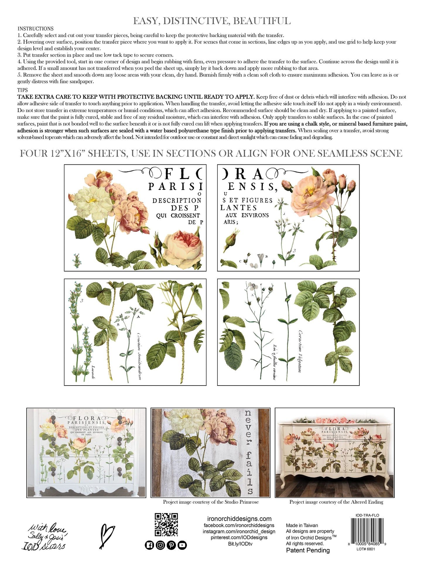 Flora Parisiensis 24x33 Decor Transfer