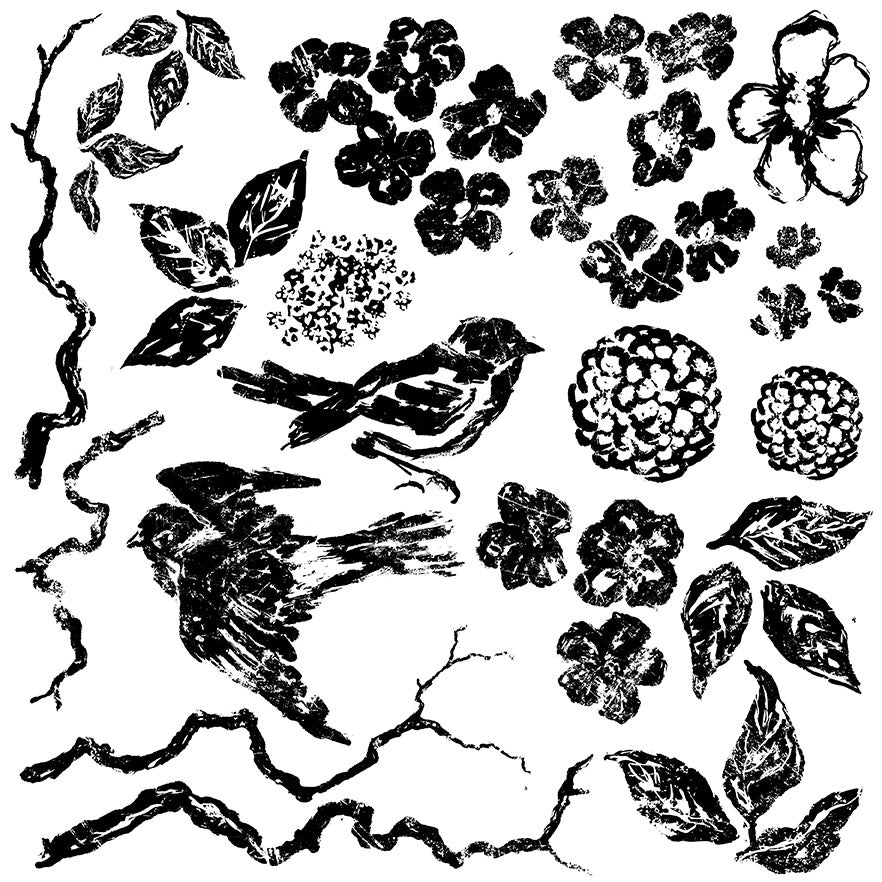 Birds, Branches, & Blossoms 12x12 IOD Decor Stamp (Retired)