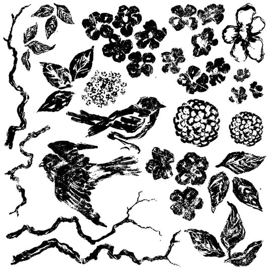 Birds, Branches, & Blossoms 12x12 IOD Decor Stamp (Retired)