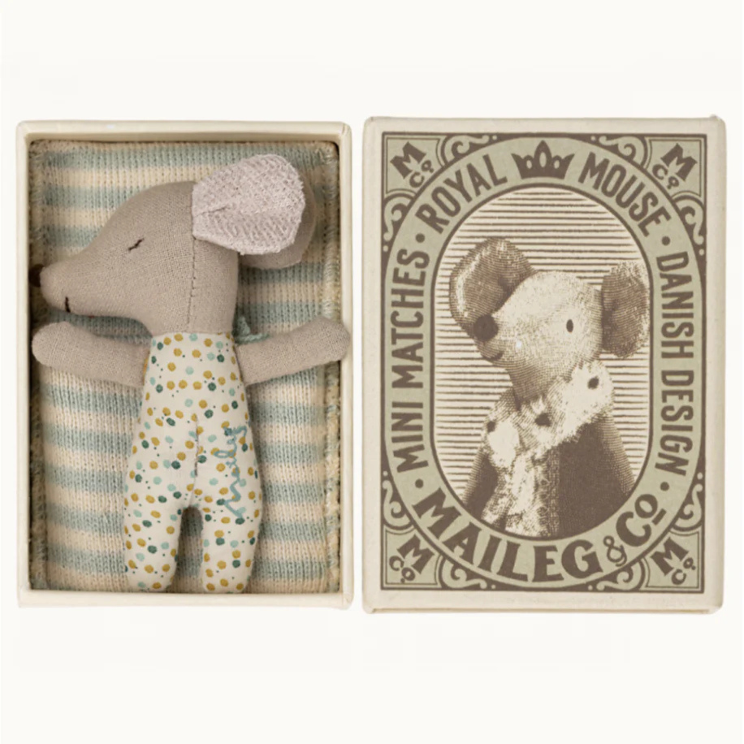 Sleepy/Wakey Baby Mouse in Matchbox (Blue)