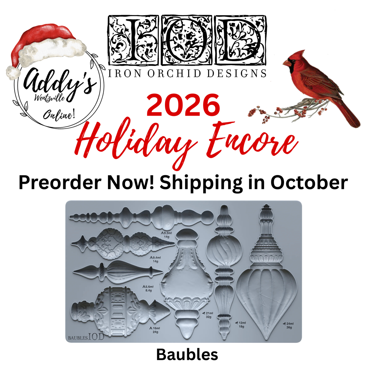 PREORDER: Baubles IOD 6"x 10" Mould