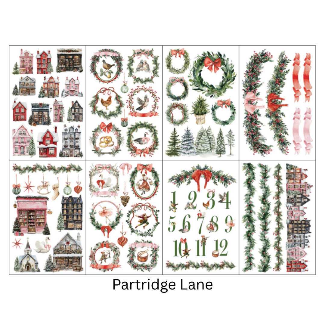 2025 Holiday Top 3 Transfer IOD Bundle! (set of 3). Christmas Joy/Santa's Hollow/Partridge Lane! 8"x12" 8 pages Limited Iron Orchid Designs