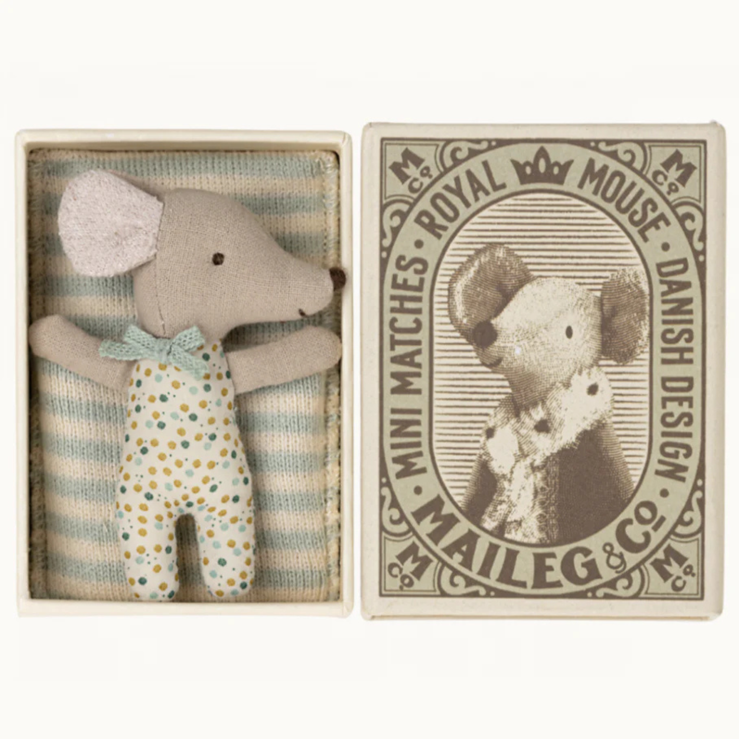 Sleepy/Wakey Baby Mouse in Matchbox (Blue)