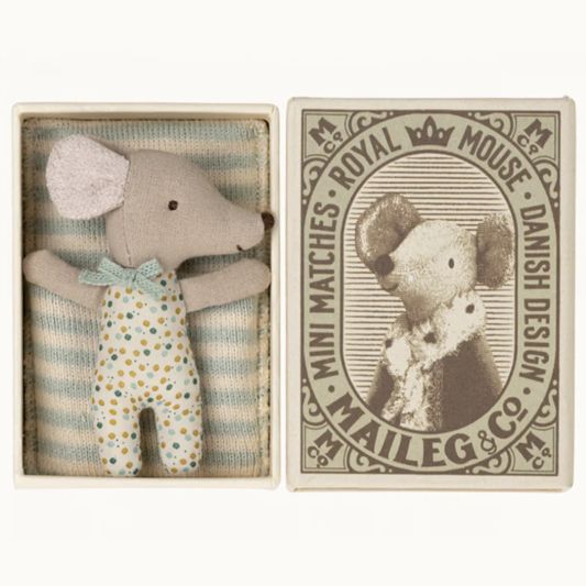 Sleepy/Wakey Baby Mouse in Matchbox (Blue)