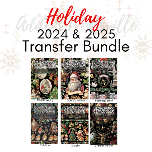 2024 & 2025 Holiday Transfer IOD Bundle! (set 6) Christmas Joy/Santa's Hollow/Partridge Lane/Yuletide/Kitschy & Crimson Velvet! Limited