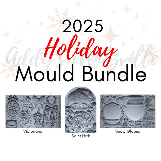 2025 Holiday Mould IOD Bundle! (set of 3).  Victoriana, Saint Nick & Snow Globes! Limited Iron Orchid Designs