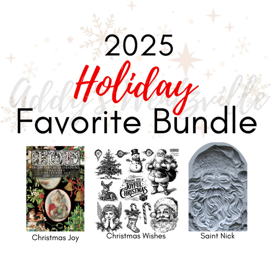 2025 Holiday Favorite IOD Bundle (set of 3) Christmas Joy Transfer, Christmas Wishes Stamp & Saint Nick Mould! Limited Iron Orchid Designs