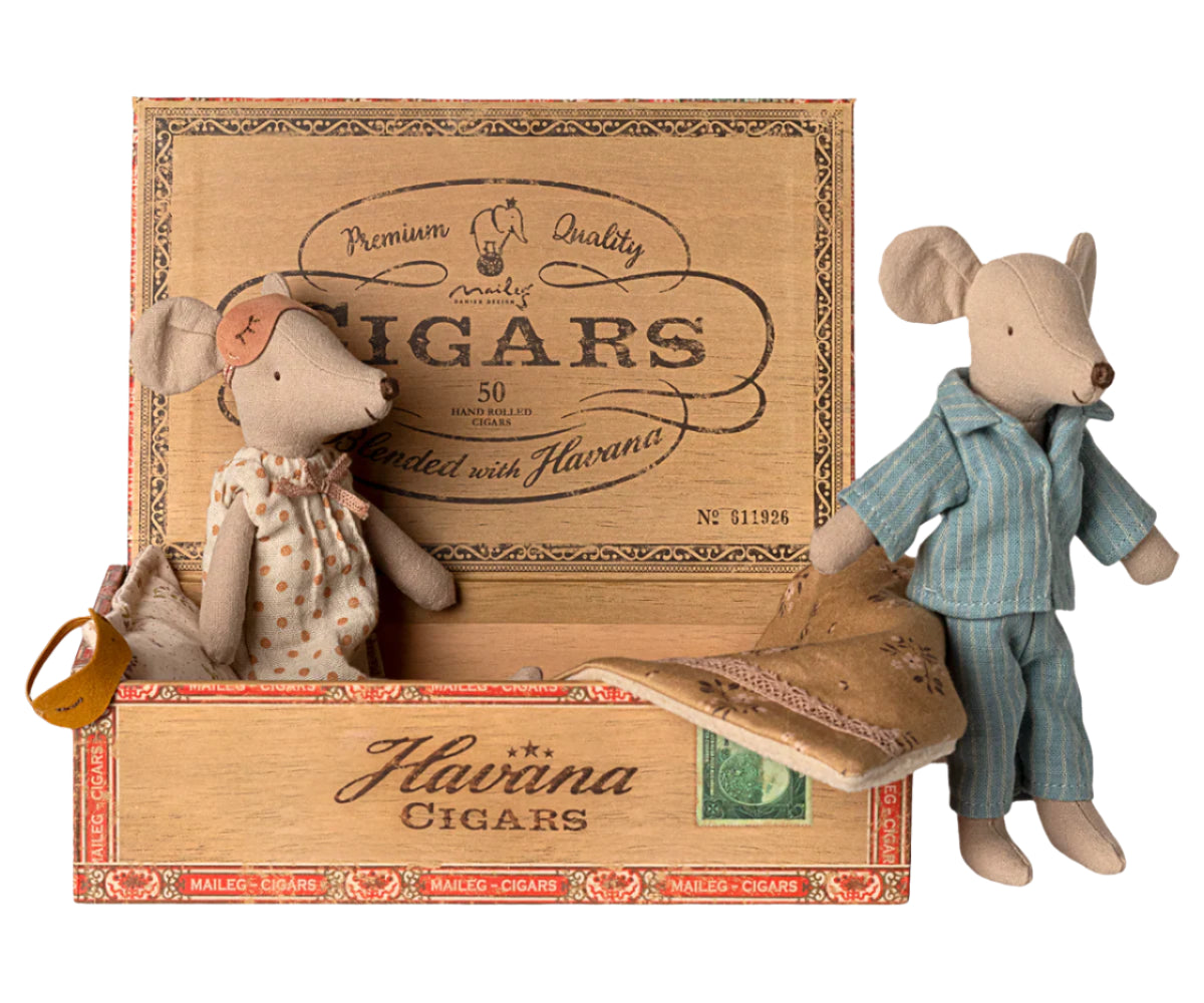 Mum and Dad Mice in Cigarbox