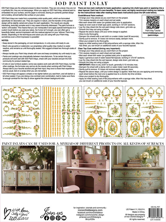 Petite Fleur Pink IOD Paint Inlay 12"x 16" Pad
