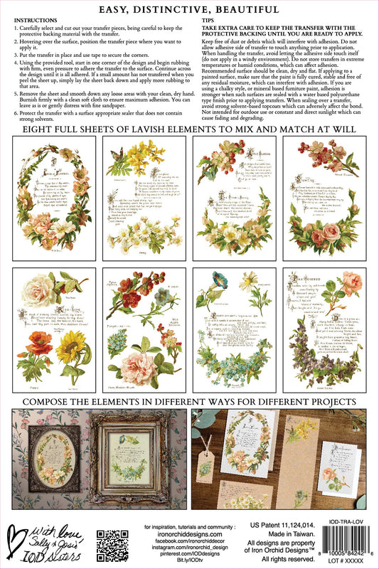 Lover of Flowers 8"x 12" IOD Transfer Pad
