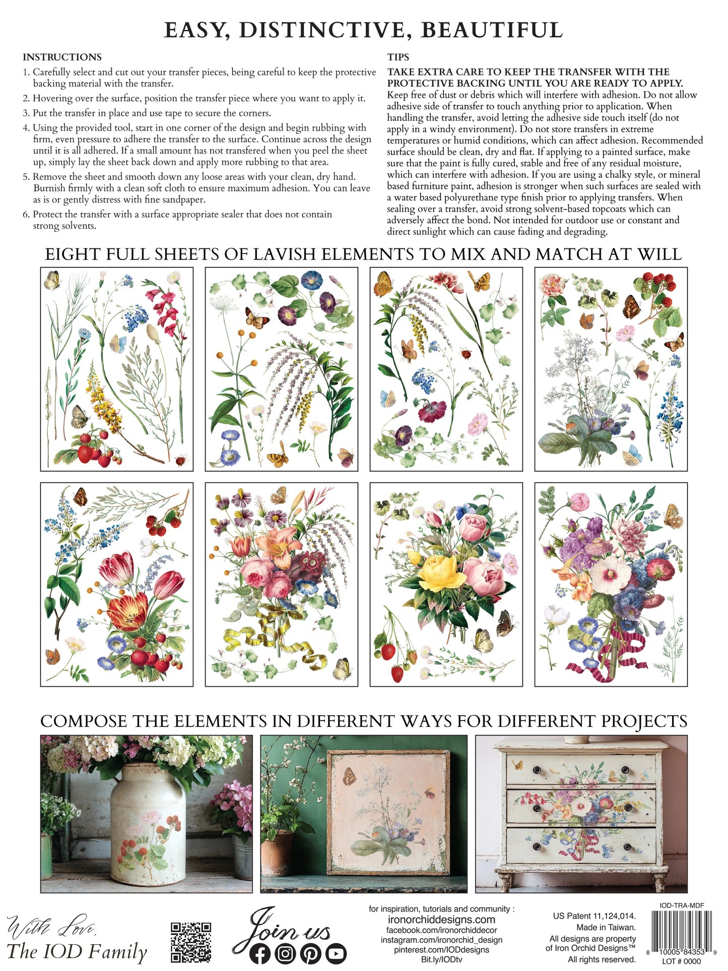 Marché des Fleurs IOD Transfer 12"x 16" Pad