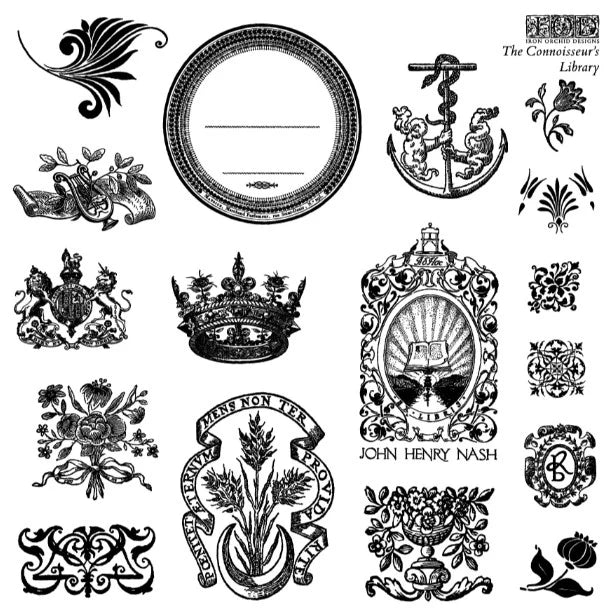 The Connoisseur's Library IOD 6"x 6" Stamp