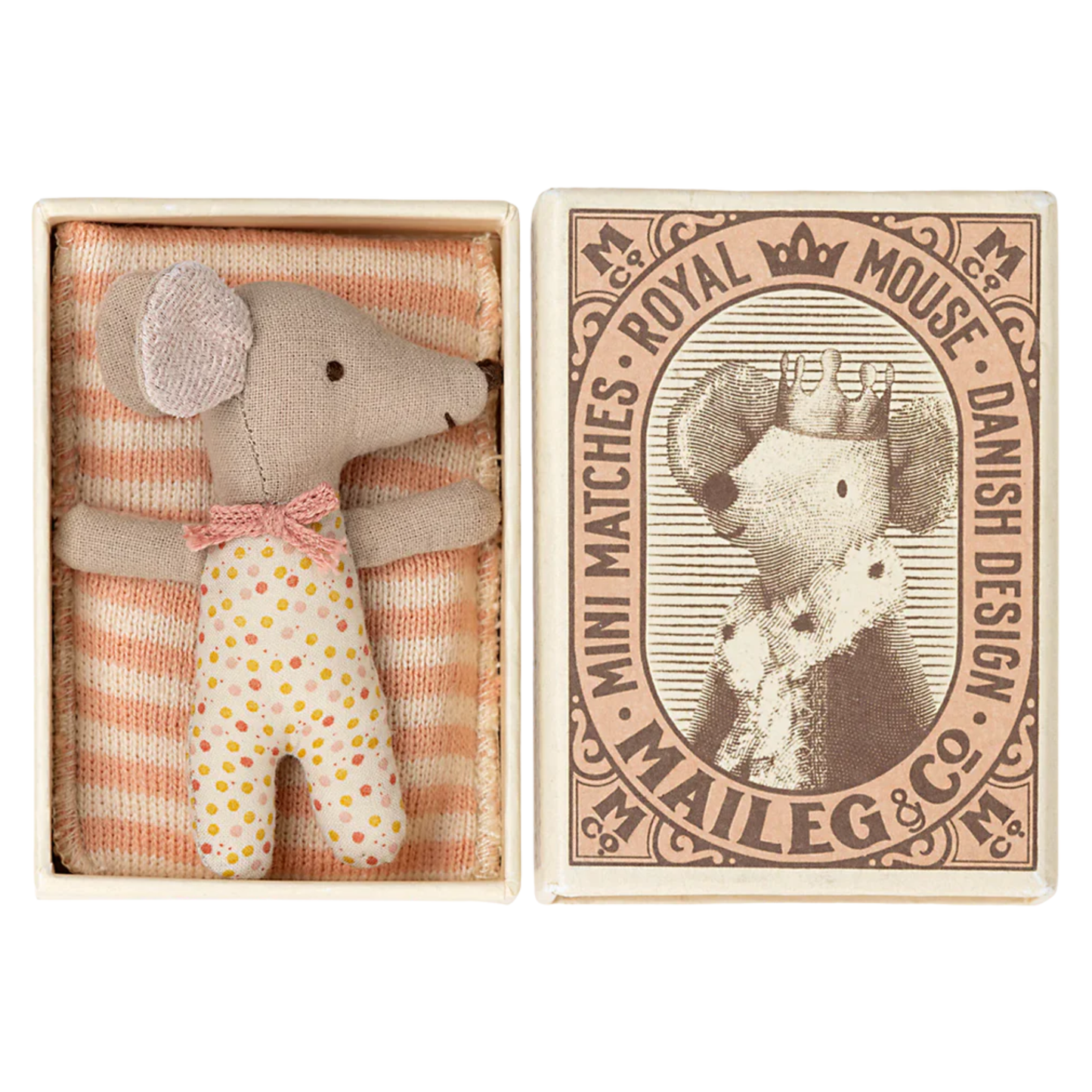 Sleepy/Wakey Baby Mouse in Matchbox (Rose)