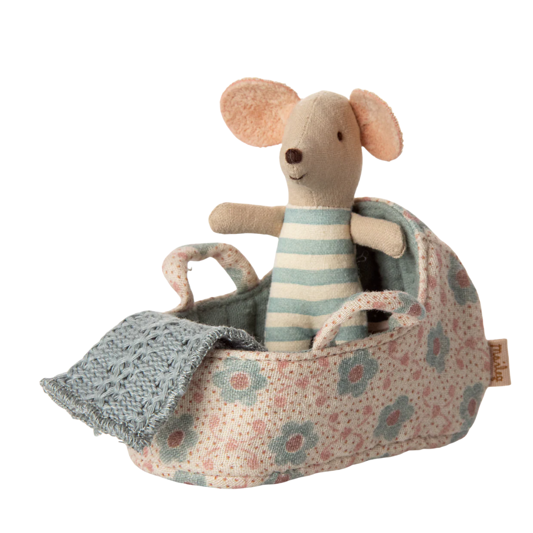 Carry Cot, Baby Mouse (Blue)