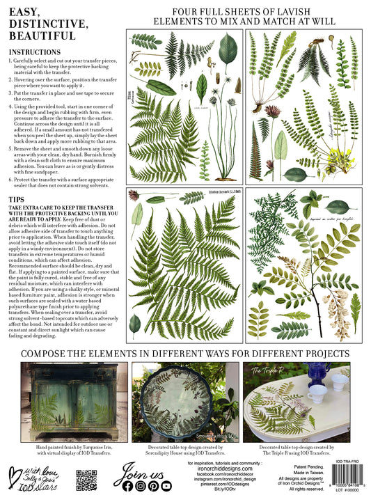 Fronds Botanical IOD Transfer 12"x 16" Pad