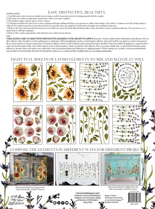 Painterly Florals IOD Transfer 12"x 16" Pad