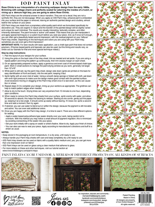 Rose Chintz IOD Paint Inlay 12"x 16" Pad (Retired)